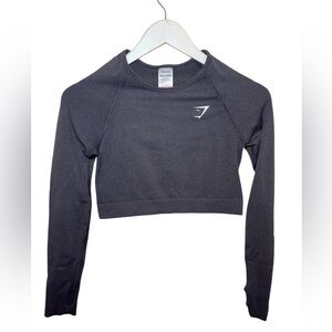 Gymshark Women's Charcoal Long Sleeve Crop Top